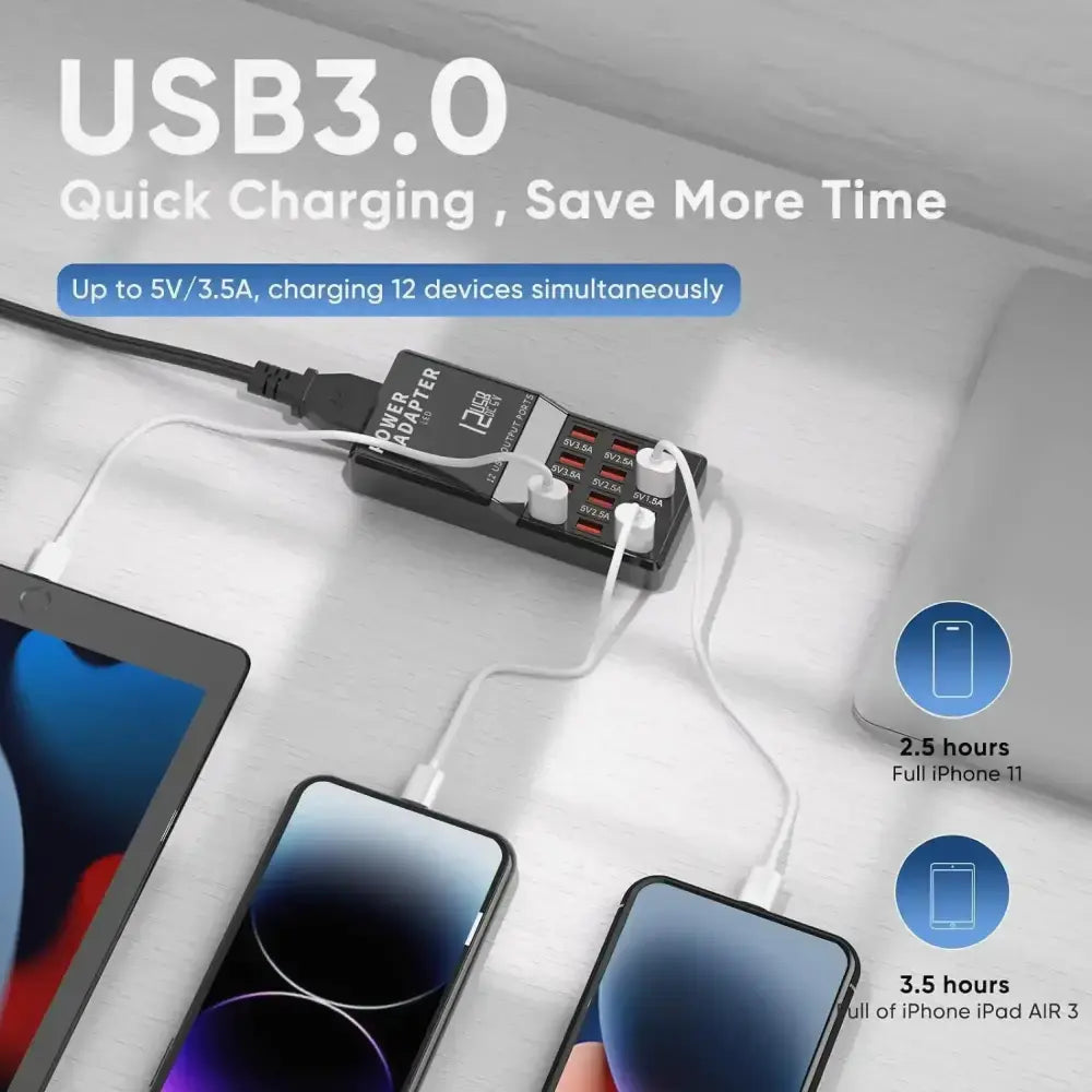 12 Port Multi USB Charging Station