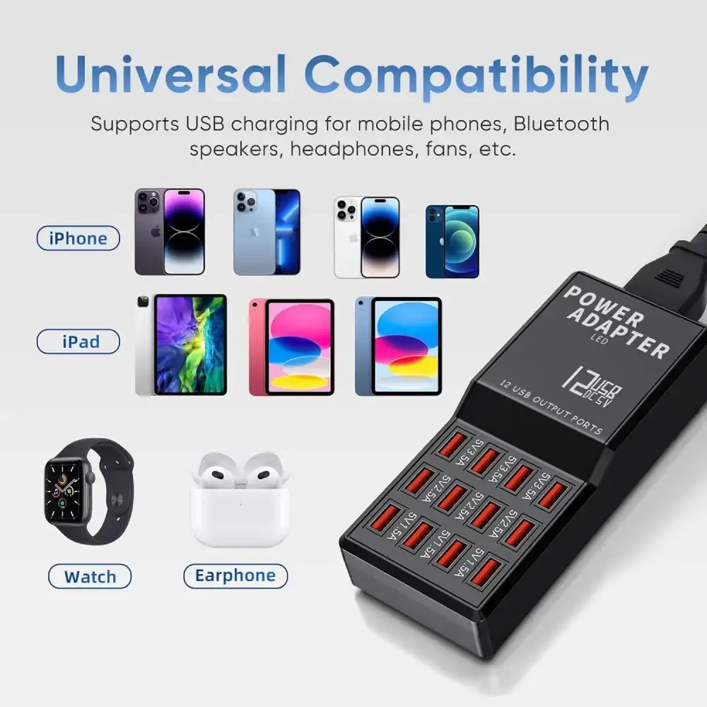12 Port Multi USB Charging Station