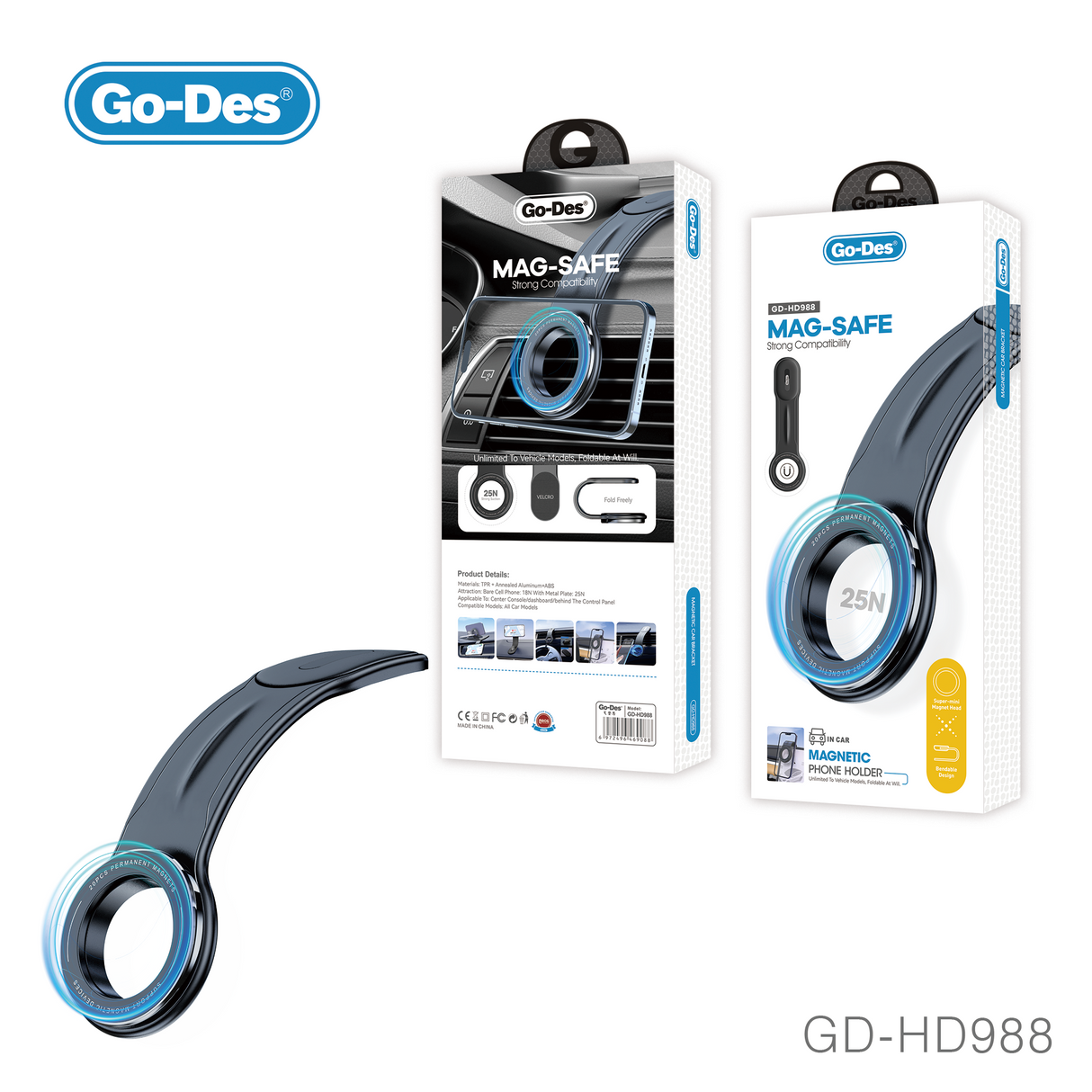 Go-Des Super Strong 20PCS Magnetic Fold Freely Car Phone Holder for iPhone Magnet GPS Car Support Mount