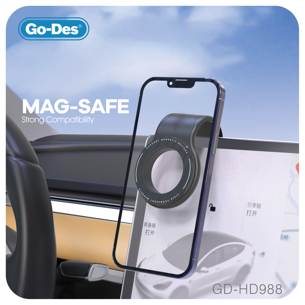Go-Des Super Strong 20PCS Magnetic Fold Freely Car Phone Holder for iPhone Magnet GPS Car Support Mount