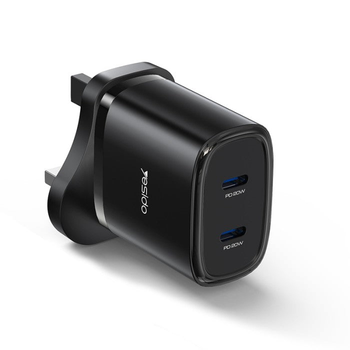 YESIDO 20W PD 2 PORT HOME CHARGER WITH C TO LIGHTNING CABLE YC53-UK