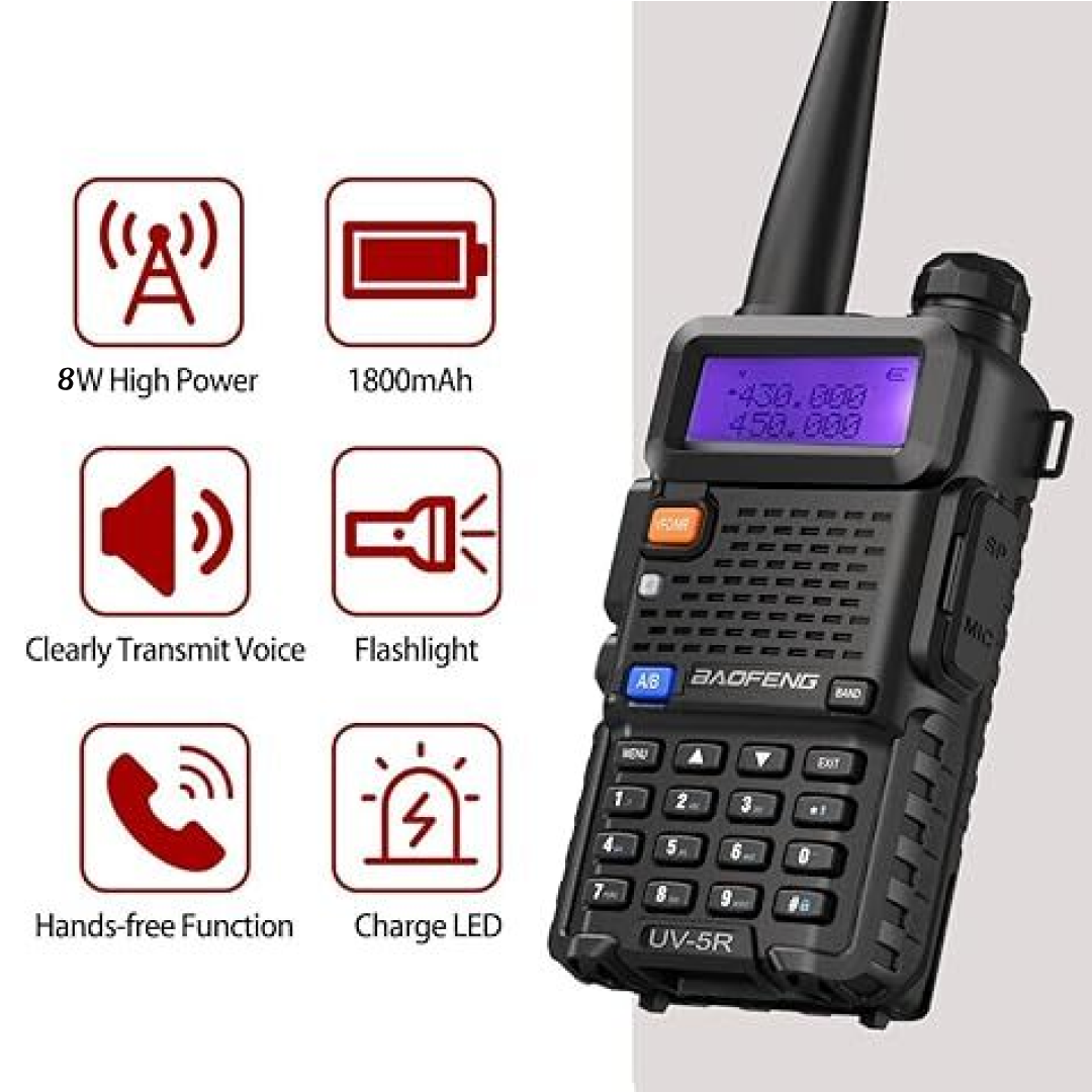 Baofeng UV-5R 8W Dual Band Walkie Talkie Ham Radio