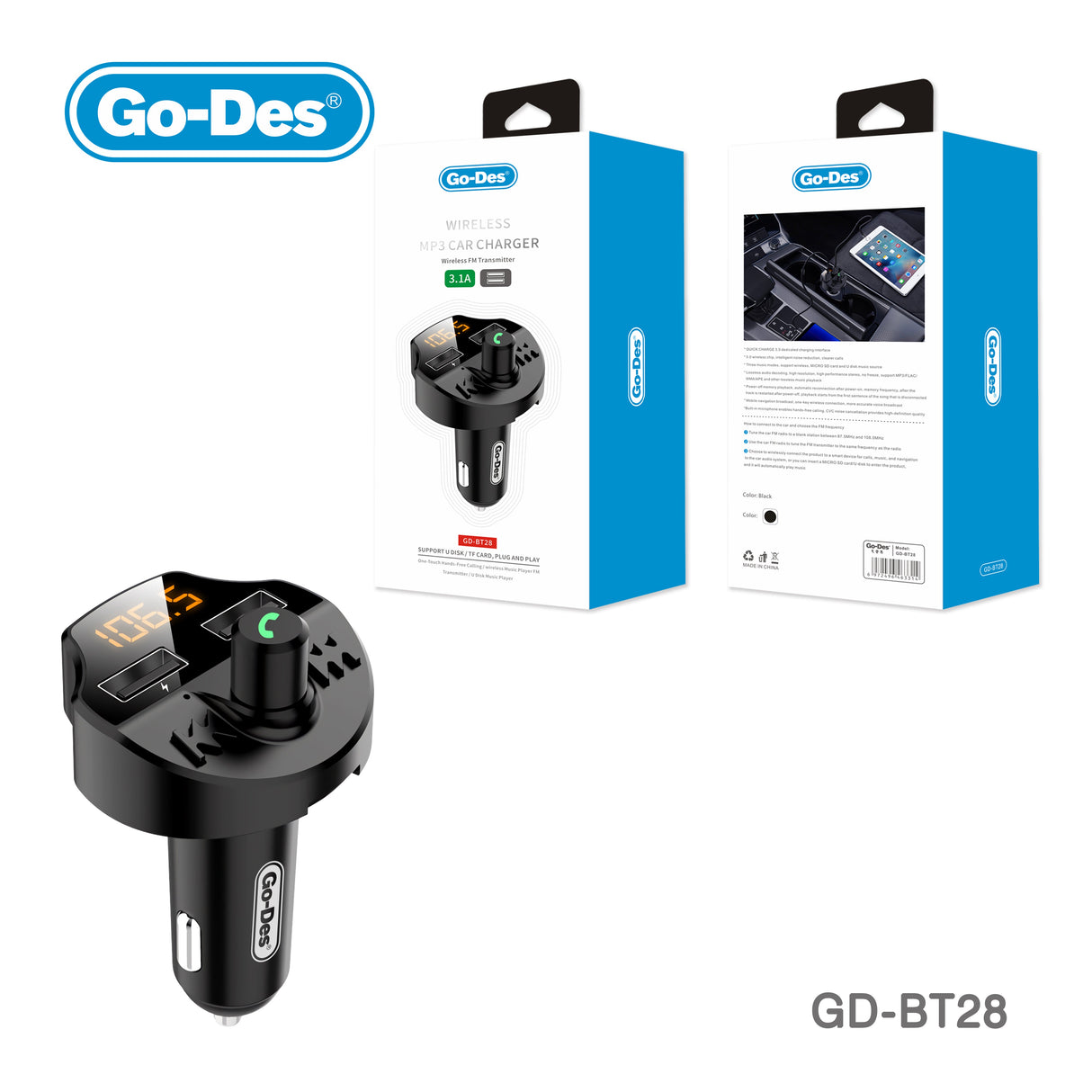 Go-Des Bluetooth FM Car Transmitter