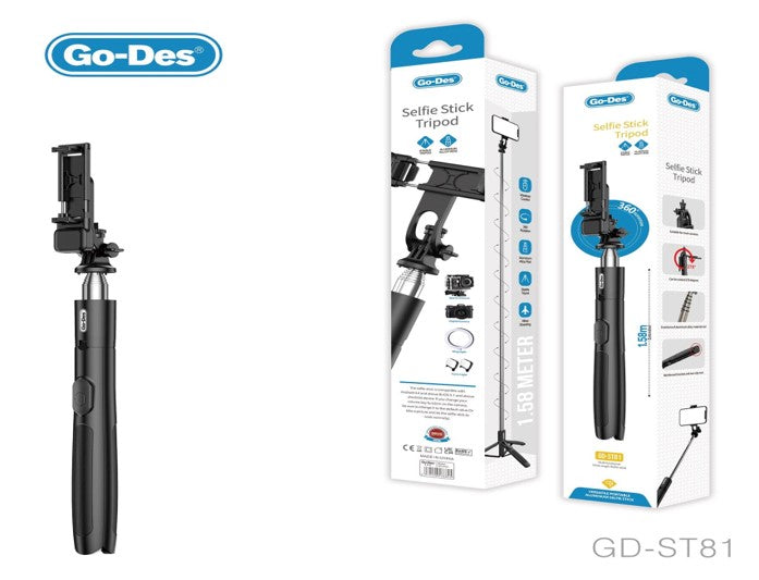 Selfie Stick Tripod with Wirelesss Control Camera