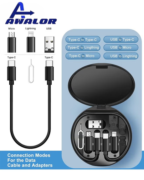 AWALOR® 9-in-1 60W Multifunctional Data Cable Storage Box