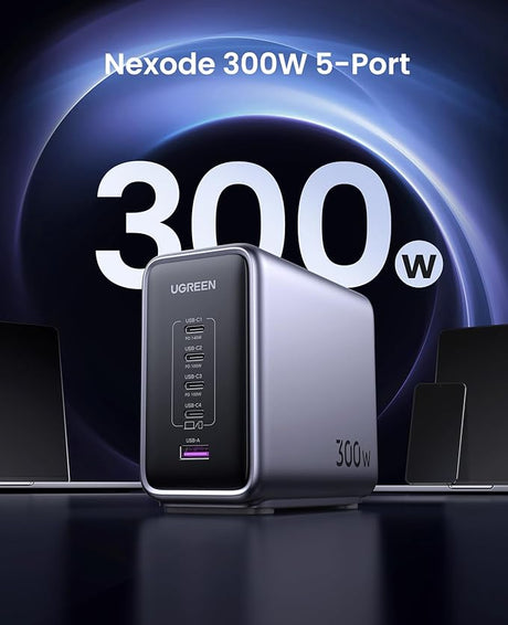 UGREEN 300W [Nexode GaN] USB C Charger 5 Ports Desktop Charging Station