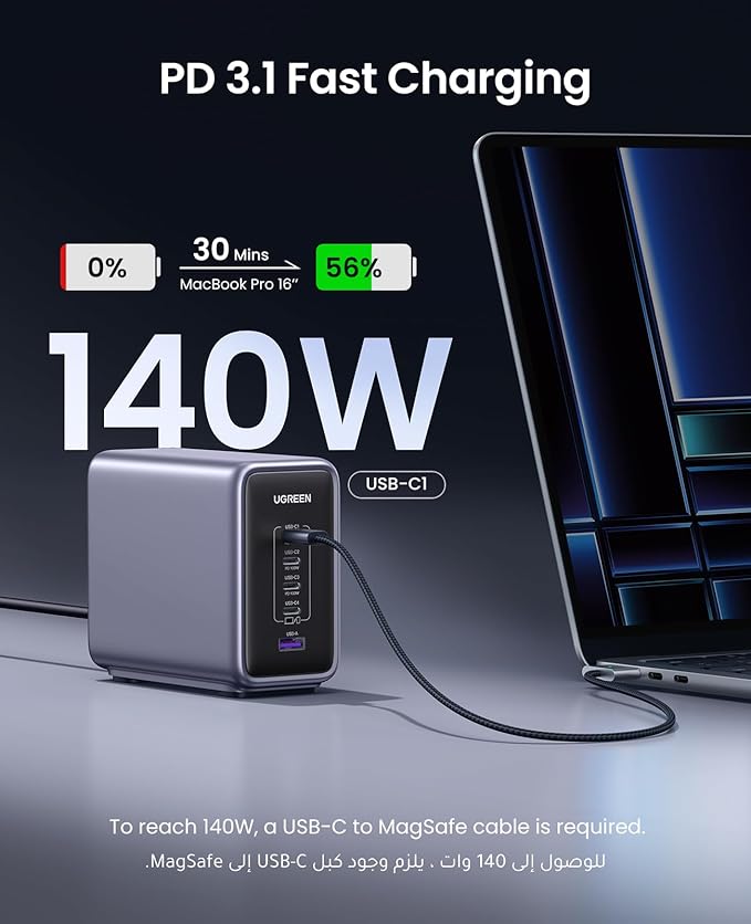 UGREEN 300W [Nexode GaN] USB C Charger 5 Ports Desktop Charging Station