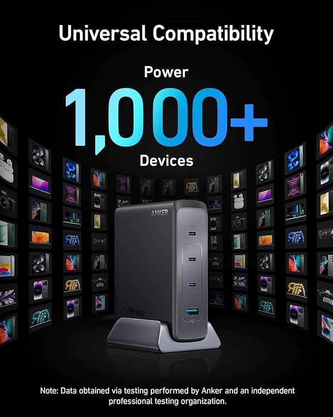 Anker 240W USB C Charger, Fast Compact 4-Port GaN Charger for MacBook Pro/Air, iPhone, iPad Pro, Dell XPS, Galaxy, Pixel, Apple Watch