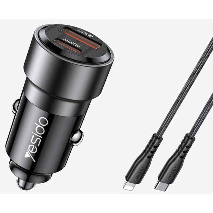 YESIDO 60W CAR CHARGER WITH C TO LIGHTNING CABLE Y54
