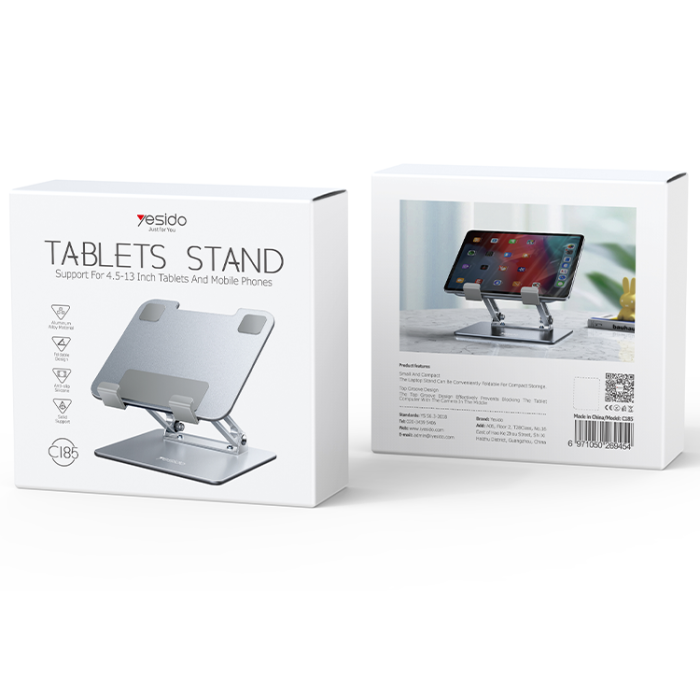 YESIDO ALUMINUM ADJUSTABLE STAND TABLET HOLDER C185