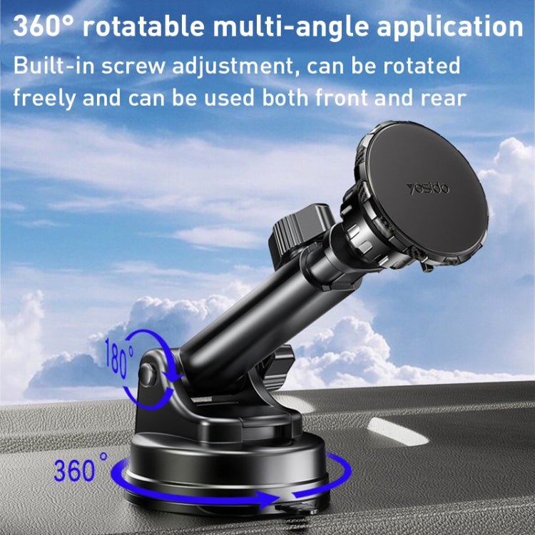 YESIDO SUCTION CUPTYPE TELESCOPIC ROD MAGNETIC CAR PHONE HOLDER C160
