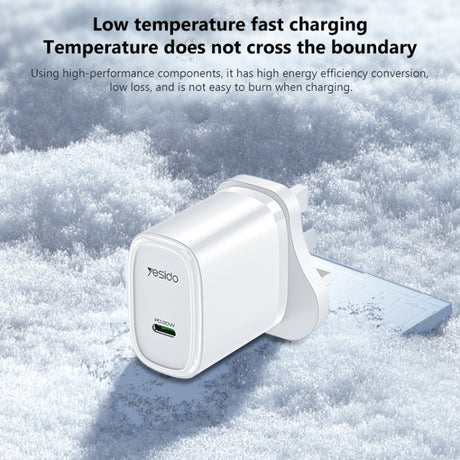 YESIDO PD 20W USB-C SINGLE PORT CHARGER UK PLUG YC76B BLACK