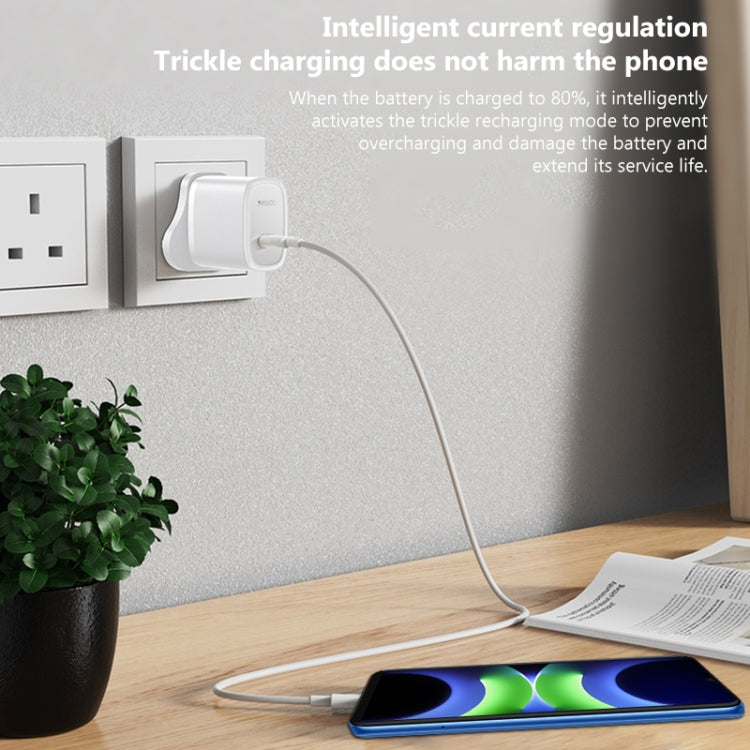 YESIDO 20W USB-C HOME CHARGER WITH C TO C CABLE BLACK YC76BC